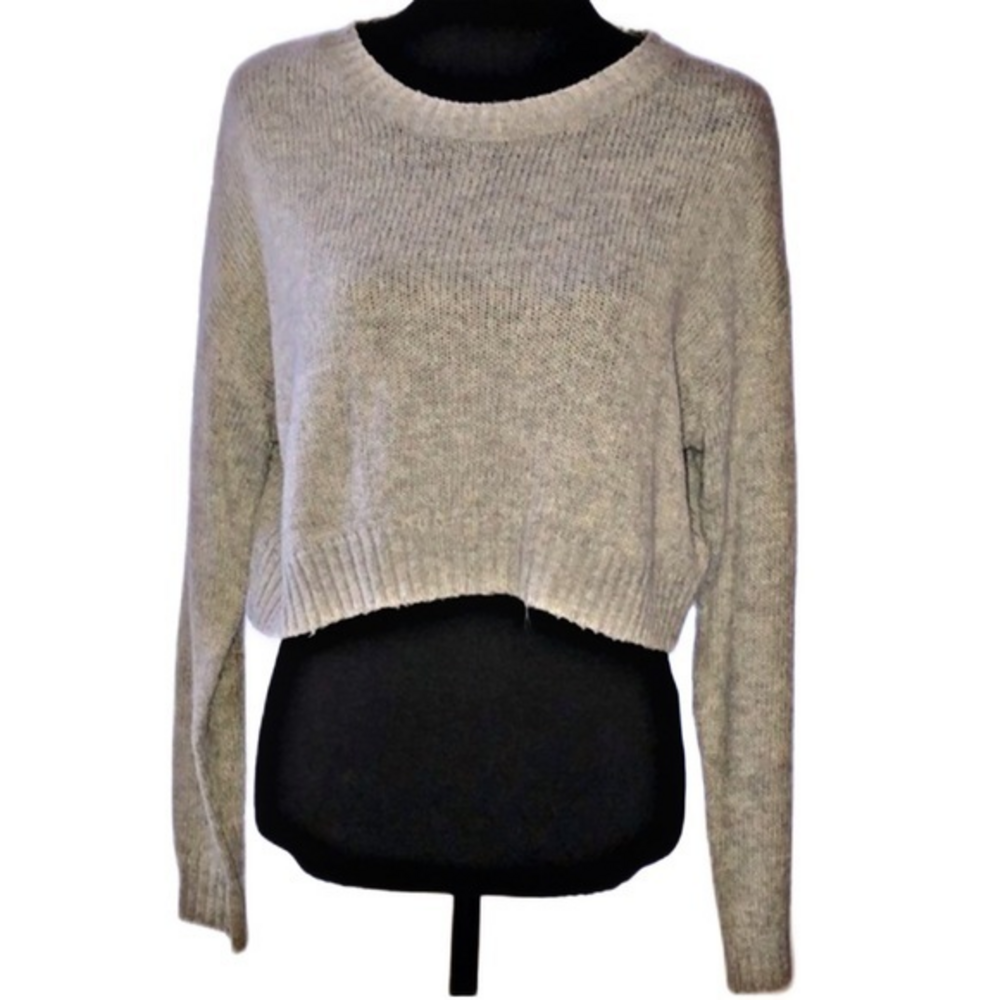 H&M Divided Cropped Knit Sweater‎ Marled Gray Womens Size M